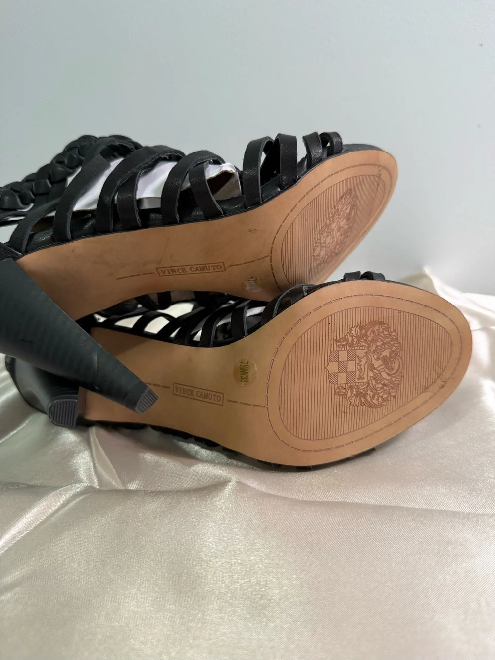 Vince Camuto Alaizah Braided Caged Women Heel Sandal Black Size 7.5 M